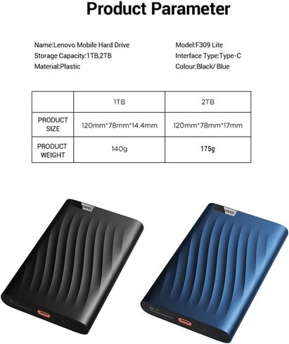 F309 Lite Mobile Hard Drive Portable External Solid State Drive 1TB/2TB Backup Hard Storage Drive with Stable Transmission in Saudi Arabia
