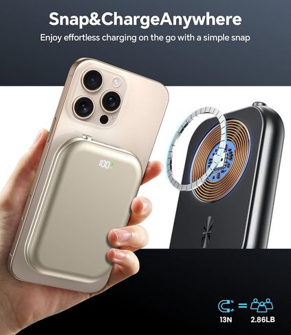 10,000mAh Magnetic Power Bank,Wireless Portable Charger with USB-C Cable,USB C in&Out Fast Charging Battery Pack,Travel Essentials Powerbank for iPhone 16/15/14/13/12 Series,Apple Watch Series,Airpods in Saudi Arabia