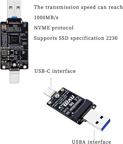 PH81-583S M.2 to USB-A USB-C Dual-Header Adapter Board 10Gbps with JMS583 Chip Compatible with M.2 NVMe Protocol 2230 SSD Enclosure in Saudi Arabia