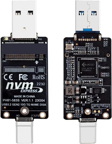 PH81-583S M.2 to USB-A USB-C Dual-Header Adapter Board 10Gbps with JMS583 Chip Compatible with M.2 NVMe Protocol 2230 SSD Enclosure in Saudi Arabia