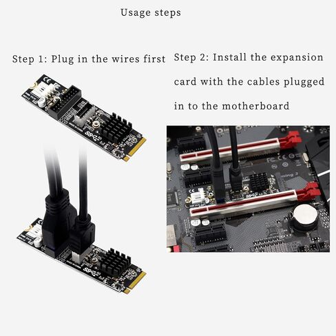 PH69 M.2 MKEY PCIe to Front USB3.1 Type-E&C+19/20P Expansion Card with Small 4Pin Power Supply Interface in Kuwait