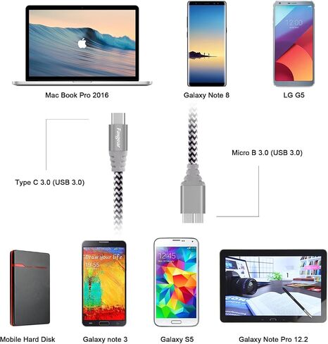 Fasgear USB C to Micro B 3.0 Cable, 1ft, Black in Saudi Arabia