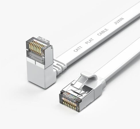 90 Degree Cat 7 Ethernet Cable 20FT,Right Angle Flat Cat7 Cord 1000Mbps,Up Angle Flat RJ45 Internet LAN Computer Patch Cable,Cat 7 Ethernet Cord,Support Cat5,Cat5e Network,White in Saudi Arabia