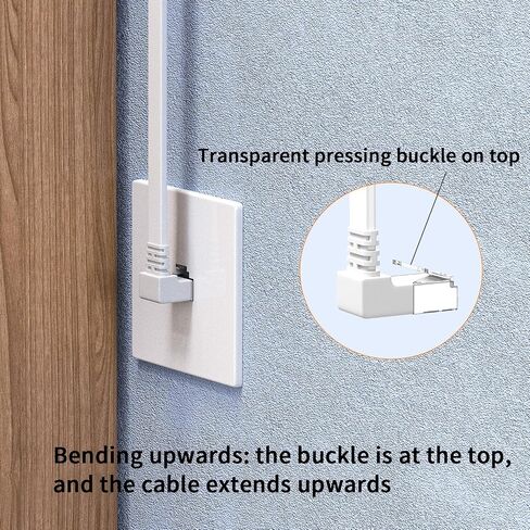 90 Degree Cat 7 Ethernet Cable 20FT,Right Angle Flat Cat7 Cord 1000Mbps,Up Angle Flat RJ45 Internet LAN Computer Patch Cable,Cat 7 Ethernet Cord,Support Cat5,Cat5e Network,White in Saudi Arabia