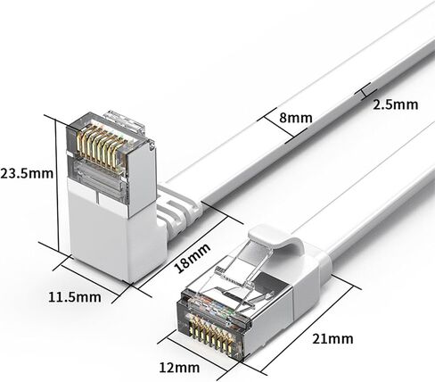 90 Degree Cat 7 Ethernet Cable 20FT,Right Angle Flat Cat7 Cord 1000Mbps,Up Angle Flat RJ45 Internet LAN Computer Patch Cable,Cat 7 Ethernet Cord,Support Cat5,Cat5e Network,White in Saudi Arabia