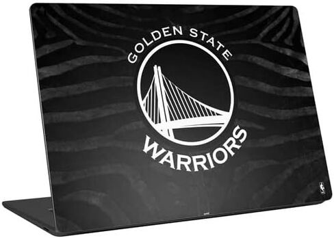 Skinit Laptop Music Skin متوافق مع Universal Laptop 17in (13.8 × 10 بوصة) - مرخص رسميًا في الدوري الاميركي للمحترفين Golden State Warriors تصميم طباعة الحيوانات الأسود in Saudi Arabia