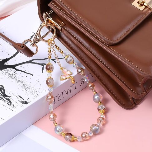 2PCS Crystal Beaded Phone Charm, Cute Bracelet Wrist Lanyard, Portable Cell Phone Wrist Strap, Suitable for Mobile Phones, Small Cameras, Headphones, Bags, Women's Gifts in Saudi Arabia