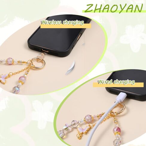 2PCS Crystal Beaded Phone Charm, Cute Bracelet Wrist Lanyard, Portable Cell Phone Wrist Strap, Suitable for Mobile Phones, Small Cameras, Headphones, Bags, Women's Gifts in Saudi Arabia