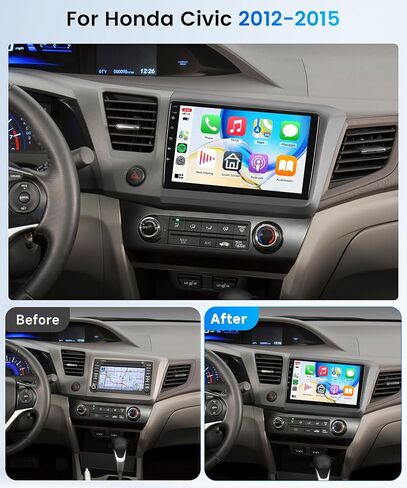 Android Car Stereo for Honda Civic 2012-2015,Car Radio Wireless Carplay Android Auto,2G+64G 9’’ Head Unit Touch Screen with GPS WiFi Bluetooth Mirror Link FM RDS Backup Camera Mic in Kuwait