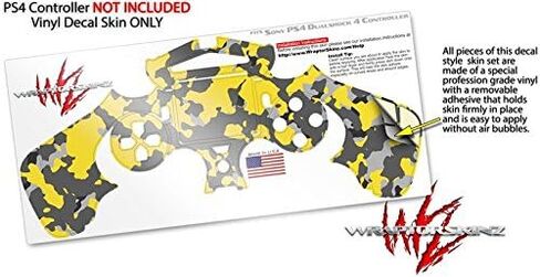 فينيل صائق الجلد متوافق مع Sony PS4 Controller PlayStation 4 Original Slim and Pro Wraptorcamo Old School Camouflage Camouflage Yellow (وحدة تحكم غير مدرجة) in Saudi Arabia