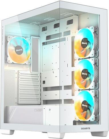 GIGABYTE C500 Panoramic Stealth ICE - White Mid Tower PC Gaming Case, Tempered Glass, USB Type-C, 4X ARBG Fans Included (GB-C500PI ST) in Saudi Arabia