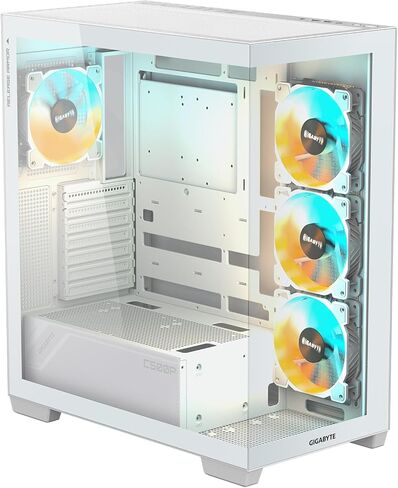 GIGABYTE C500 Panoramic Stealth ICE - White Mid Tower PC Gaming Case, Tempered Glass, USB Type-C, 4X ARBG Fans Included (GB-C500PI ST) in Saudi Arabia