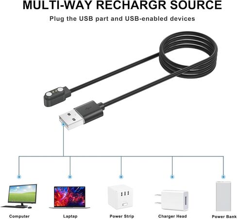 Meliya 2Pack Charger Cable لـ Tozo S7 S5 S5 S4 S3 S2 Smartwatch Charger ، Cable Cable Presection For Tozo Smart Watch Charger in Saudi Arabia