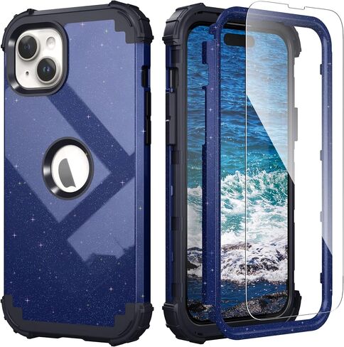 Idweel for iPhone 14 Plus Case مع حامي الشاشة للرجال ، فخم 3 في 1 صدمة رفيعة النحافة ، غلاف هجين شاق الثقيل. in Kuwait