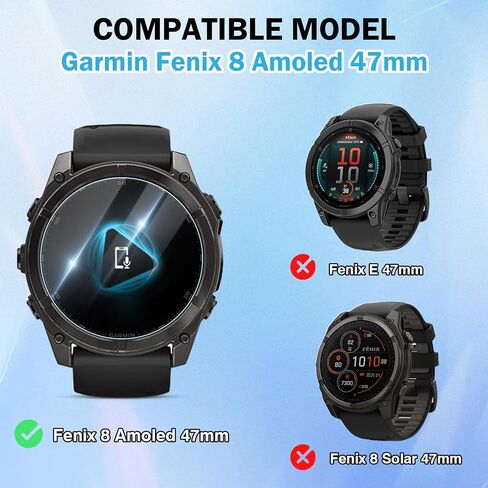 3 حزمة متوافقة مع Garmin Fenix ​​8 47mm شاشة واقي مع إطار تثبيت التحديد التلقائي ، HD Clear 9H خدعة ومضادة للخلع لفيلم واقي زجاجي 47 ملم فينيكس 8 in Kuwait