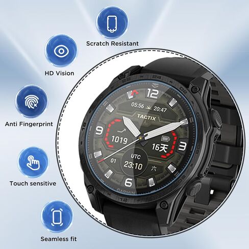 3 حزمة متوافقة مع Garmin Fenix ​​8 47mm شاشة واقي مع إطار تثبيت التحديد التلقائي ، HD Clear 9H خدعة ومضادة للخلع لفيلم واقي زجاجي 47 ملم فينيكس 8 in Kuwait