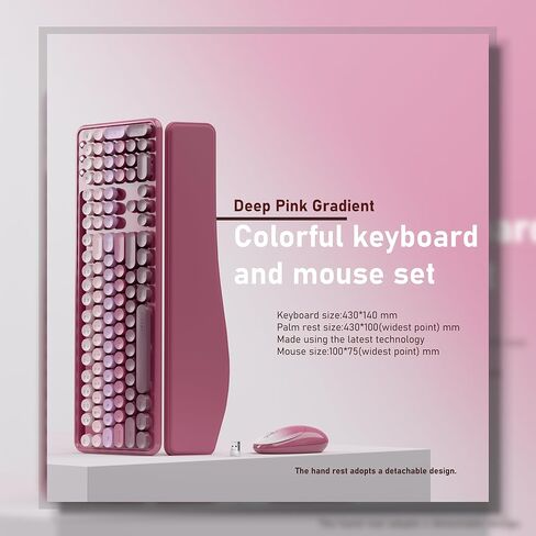UBOTIE Wireless Keyboard and Mouse Combo with Phone Holder and Wrist Rest, Round Colorful Keys, Power Switches, 2.4GHz USB Receiver, Full-Size QWERTY Layout for PC Laptop（Green in Kuwait