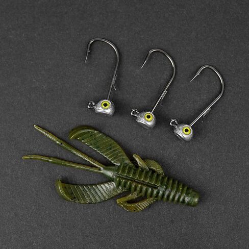 15-Pack Fish Eye Ned Rig Jig Heads with Welded Wire Bait Keeper – 1/16 3/32 1/8 3/16 1/4oz with 2/0 3/0 Hooks, Chartreuse Eyes, Secure Finesse TRD Hookup for Bass Fishing in Saudi Arabia