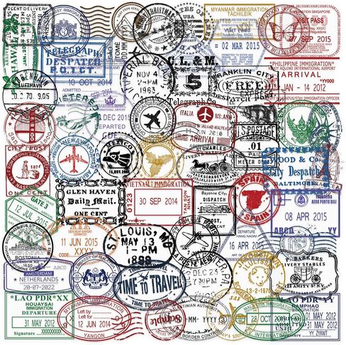 60PCS Transparent Travel Stamp Stickers - Vintage Stamps Passport Stickers for Scrapbooking,Water Bottle, Journals, Clear Postmark Sticker for Scrapbooking in Kuwait