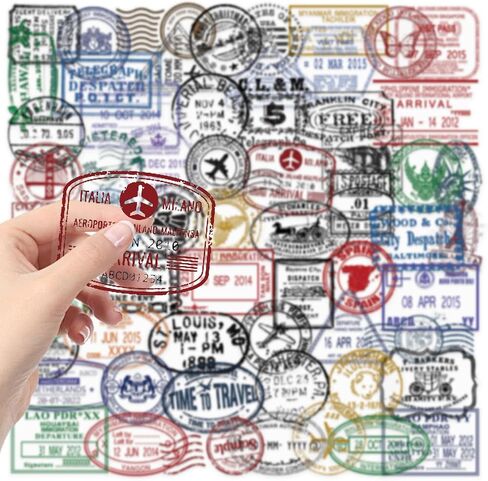 60PCS Transparent Travel Stamp Stickers - Vintage Stamps Passport Stickers for Scrapbooking,Water Bottle, Journals, Clear Postmark Sticker for Scrapbooking in Kuwait
