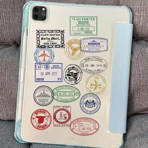 60PCS Transparent Travel Stamp Stickers - Vintage Stamps Passport Stickers for Scrapbooking,Water Bottle, Journals, Clear Postmark Sticker for Scrapbooking in Kuwait