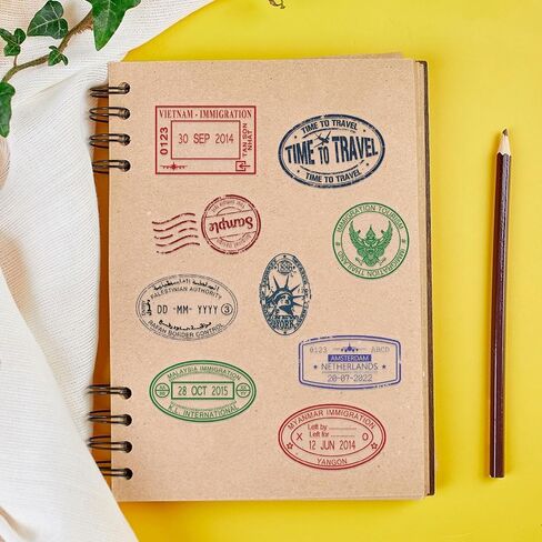 60PCS Transparent Travel Stamp Stickers - Vintage Stamps Passport Stickers for Scrapbooking,Water Bottle, Journals, Clear Postmark Sticker for Scrapbooking in Kuwait
