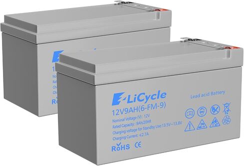 بطارية 2-Pack 12V 9AH مغلقة من حمامات الرصاص-استبدال طرفي F2 قابلة لإعادة الشحن لنماذج 12V 8AH/10AH متوافقة مع Razor E200/E200S/E225/E300 و APC UPS الطاقة الاحتياط in Kuwait