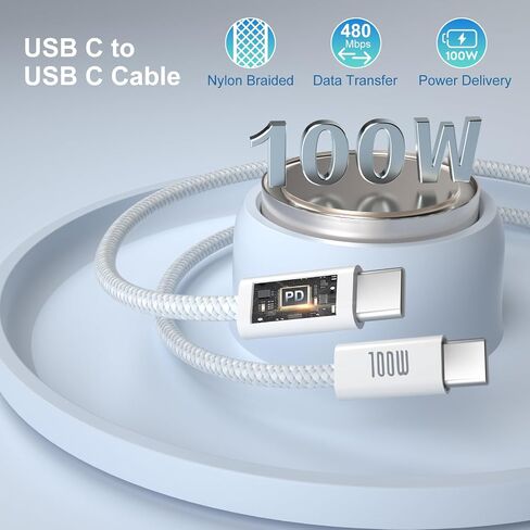 Excgood 45W Super Fast Charger Type C for Samsung Galaxy S25 Ultra و USB و USB C Charger مع سلك شحن سريع 2x 6ft مضفر لـ Galaxy S25+ S24ultra S23 S22 Tab S10 S9 - Black in Kuwait