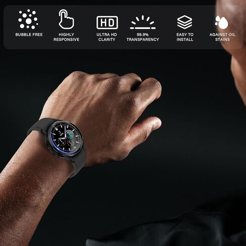 [3+2] Pack Designed for Samsung Galaxy Watch 7/6/5/4 40mm Privacy Tempered Glass Screen Protector,2.5D Round Edge,Anti-Scratch Bubble Free in Kuwait