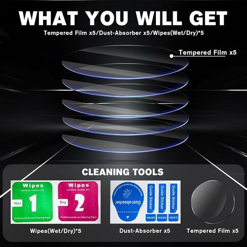 [3+2] Pack Designed for Samsung Galaxy Watch 7/6/5/4 40mm Privacy Tempered Glass Screen Protector,2.5D Round Edge,Anti-Scratch Bubble Free in Kuwait