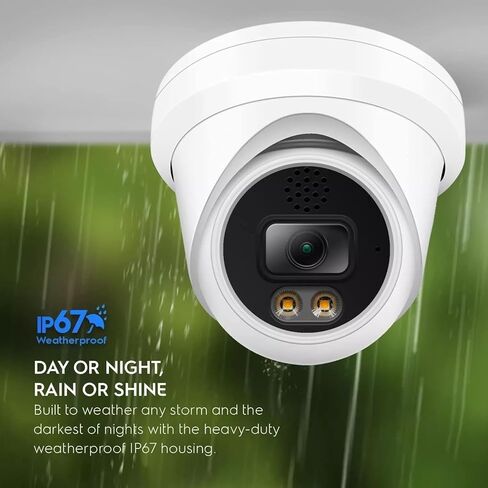كاميرا Hikvision/Uniview متوافقة مع HD 6MP Sony Starvis Sensor IP، Colorvu PoE Turret Dome مع ميكروفون، لون كامل 24/7 في الليل، مقاومة للطقس IP67 داخلي وخارجي، زاوية واسعة 2.8 مم in Kuwait