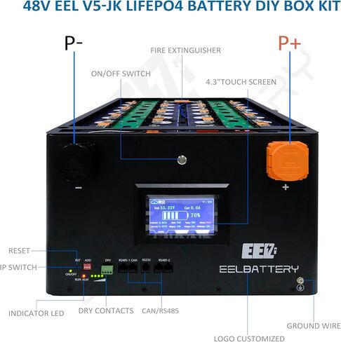 48V 16S 15KWH Server Rack DIY KIT LIFEPO4 مربع البطارية المدمج في JK العاكس 2A توازن نشط 200A BMS مع شاشة LCD التي تعمل باللمس in Saudi Arabia