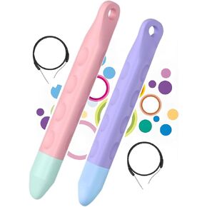 Kid-Friendly Tablet Stylus with Tether, Purple and Pink Kids Pen for iPad, AMZ Fire Kids and Kids Pro, All AMZ Fire Tablets, Samsung/Lenovo/Sufface Tablets, All Touch Screen Devices (Purple + Pink) in Saudi Arabia