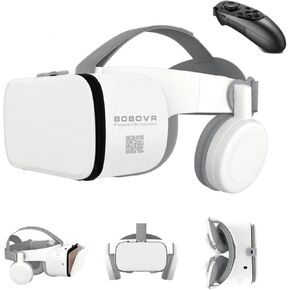 VR Virtual Reality Headset, 3D VR Set VR Glasses Kit w/Remote for Adults & Kids Play 3D Movies Video Games, VR Goggles Compatible with iPhone 16 15 14 13 12 Pro Samsung Galaxy S22 S21 etc, White in Saudi Arabia