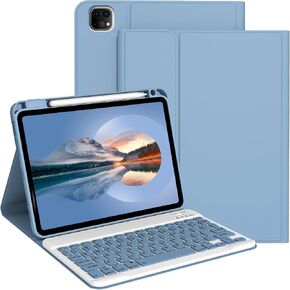 حالة لوحة المفاتيح لـ iPad Air 13 Inch (2024 M2) ، Pro 12.9 6th Gen 2022 [لوحة مفاتيح لاسلكية قابلة للفصل المغناطيسية] Flip Stand Case مع حامل قلم رصاص لـ iPad Pro 12.9 5th/4th 2021/2020 ، Blue in Kuwait