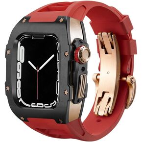 44 45 مم مجموعة تعديل فاخرة مجموعة لسلسلة Apple Watch Series 8 7 علبة سليكون للمعاد in Kuwait