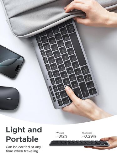 Ugreen K551 Slim Wireless Wireless Bluetooth 78Keys لوحة مفاتيح ، تبديل مجاني من 3 أجهزة مع Bluetooth و 2.4 جم ، متوافق مع Windows/MacOS/iOS/Android ، يعمل مع MacBook ، Lenovo ، HP in Saudi Arabia