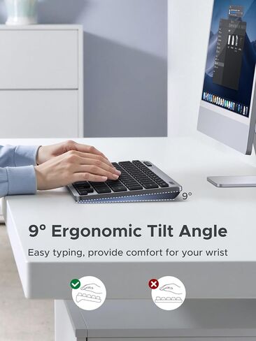 Ugreen K551 Slim Wireless Wireless Bluetooth 78Keys لوحة مفاتيح ، تبديل مجاني من 3 أجهزة مع Bluetooth و 2.4 جم ، متوافق مع Windows/MacOS/iOS/Android ، يعمل مع MacBook ، Lenovo ، HP in Saudi Arabia