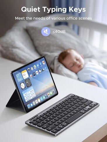 Ugreen K551 Slim Wireless Wireless Bluetooth 78Keys لوحة مفاتيح ، تبديل مجاني من 3 أجهزة مع Bluetooth و 2.4 جم ، متوافق مع Windows/MacOS/iOS/Android ، يعمل مع MacBook ، Lenovo ، HP in Saudi Arabia