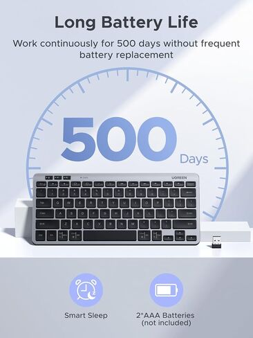 Ugreen K551 Slim Wireless Wireless Bluetooth 78Keys لوحة مفاتيح ، تبديل مجاني من 3 أجهزة مع Bluetooth و 2.4 جم ، متوافق مع Windows/MacOS/iOS/Android ، يعمل مع MacBook ، Lenovo ، HP in Saudi Arabia