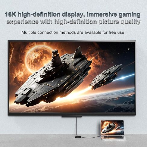 CABLEDECONN 16K HDMI 2.2 Cable 3M 9.9FT High Speed 96Gbps 12Bit 16K@60Hz 8K@240Hz 4K@480Hz Braided Gold Plated UHD HDR Support HDCP 3D HDMI Connection Compatible with PS5 Monitor TV in Kuwait