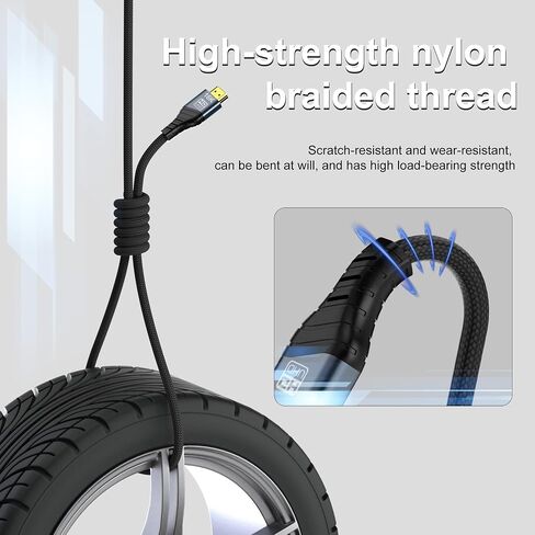 CABLEDECONN 16K HDMI 2.2 Cable 3M 9.9FT High Speed 96Gbps 12Bit 16K@60Hz 8K@240Hz 4K@480Hz Braided Gold Plated UHD HDR Support HDCP 3D HDMI Connection Compatible with PS5 Monitor TV in Kuwait