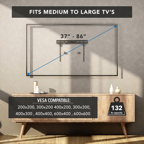 Mount-It! No Stud TV Wall Mount for 37 to 86" TVs with Up to 600x400 VESA Patterns, Easy Install On Dry Walls with No Drilling Required, 132 Lbs Weight Capacity in Saudi Arabia