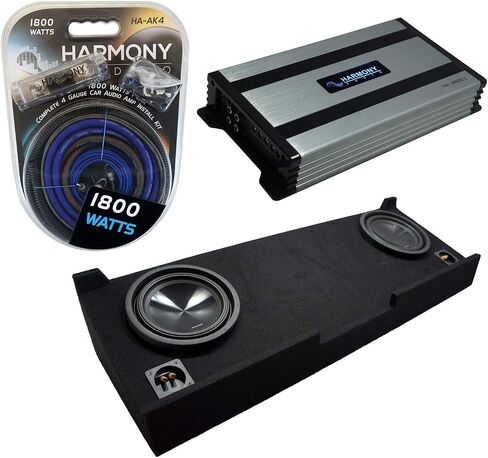 Ammarony Audio متوافق مع 2007-2013 Chevy Silverado Crew Cab Truck ALPINE BUNDLE SWT-10S4 DUAL 10 "Sub Box Unclosure مع Harmony HA-A800.1 Amplifier & 4GA AMP KIT in Saudi Arabia