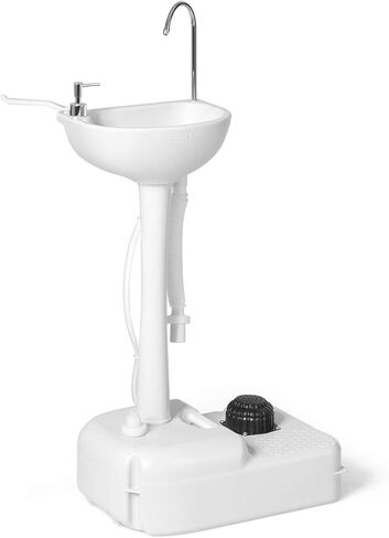 Giantex Portable Camping Sink with Soap Dispenser and Towel Holder, 19L Water Capacity with Rolling Wheels and Foot Pump for Outdoor Events, Gatherings, Camping, Portable Hand Wash Basin Stand in Saudi Arabia