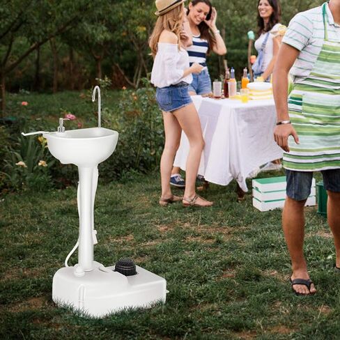 Giantex Portable Camping Sink with Soap Dispenser and Towel Holder, 19L Water Capacity with Rolling Wheels and Foot Pump for Outdoor Events, Gatherings, Camping, Portable Hand Wash Basin Stand in Saudi Arabia
