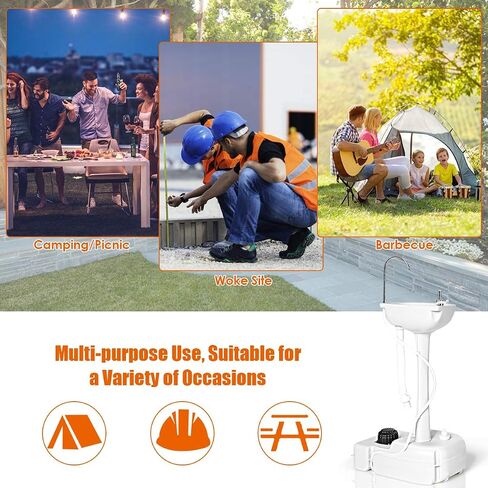 Giantex Portable Camping Sink with Soap Dispenser and Towel Holder, 19L Water Capacity with Rolling Wheels and Foot Pump for Outdoor Events, Gatherings, Camping, Portable Hand Wash Basin Stand in Saudi Arabia