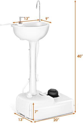 Giantex Portable Camping Sink with Soap Dispenser and Towel Holder, 19L Water Capacity with Rolling Wheels and Foot Pump for Outdoor Events, Gatherings, Camping, Portable Hand Wash Basin Stand in Saudi Arabia