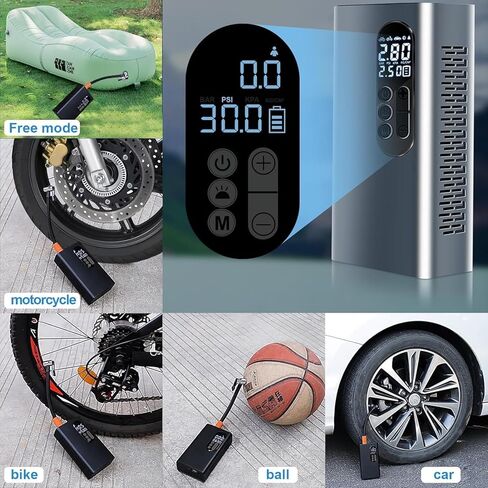 منفاخ إطارات من فيرنيش، ضاغط هواء محمول، ملحقات السيارة، مقياس ضغط الإطارات (150 رطل لكل بوصة مربعة، 2X أسرع) مع شاشة عرض، مضخة دراجة، مضخة هواء المطاطية، مناسب للسيارات والدراجة والكرة والدراجات النارية in Kuwait