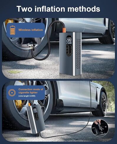 منفاخ إطارات من فيرنيش، ضاغط هواء محمول، ملحقات السيارة، مقياس ضغط الإطارات (150 رطل لكل بوصة مربعة، 2X أسرع) مع شاشة عرض، مضخة دراجة، مضخة هواء المطاطية، مناسب للسيارات والدراجة والكرة والدراجات النارية in Kuwait